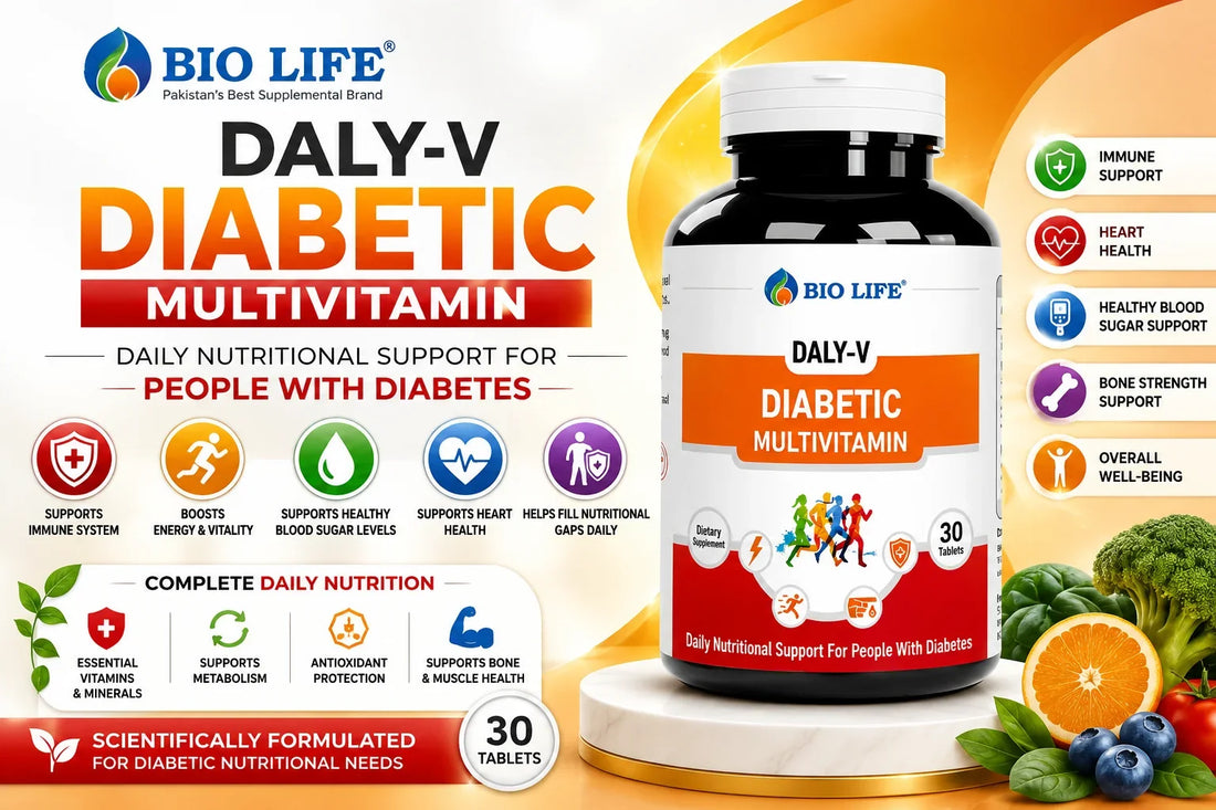 BioLife Daly-V Diabetic Multivitamin - Best Multivitamin Supplement in Pakistan for Diabetes Management & Daily Vitality Bio Life