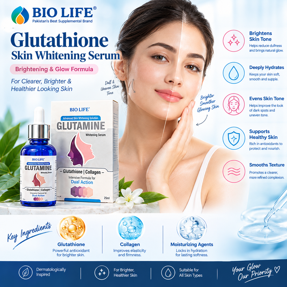 Glutathione Skin Whitening Serum in Pakistan: Benefits, Uses, Price & Skincare Guide