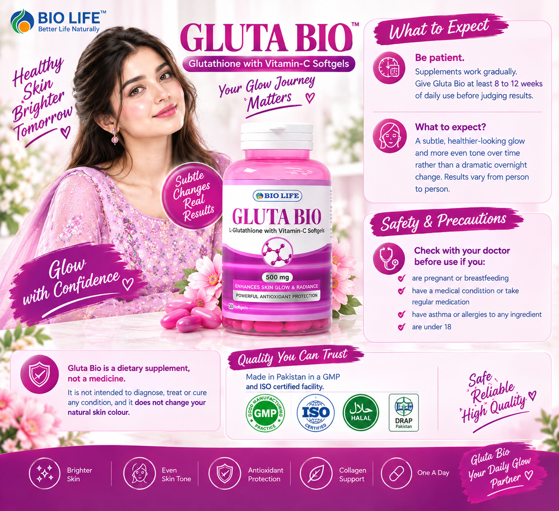 Gluta Bio Softgels: 500mg Glutathione with Vitamin C for Radiant Skin Bio Life