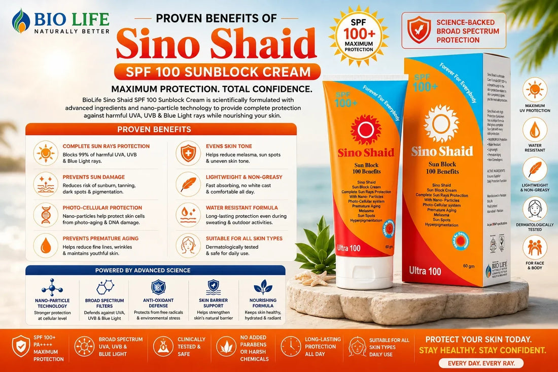BioLife Sino-Shaid SPF 100 Sunblock - Best Maximum Protection Sunblock Cream in Pakistan Bio Life