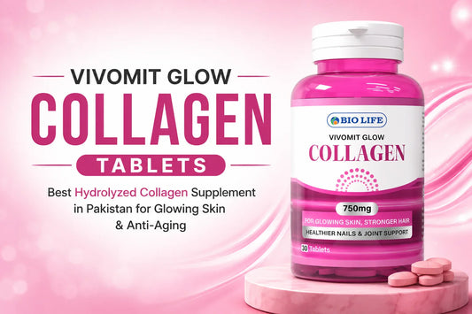 Vivomit Glow Collagen Tablets: Best Hydrolyzed Collagen Supplement in Pakistan for Glowing Skin & Anti-Aging Bio Life