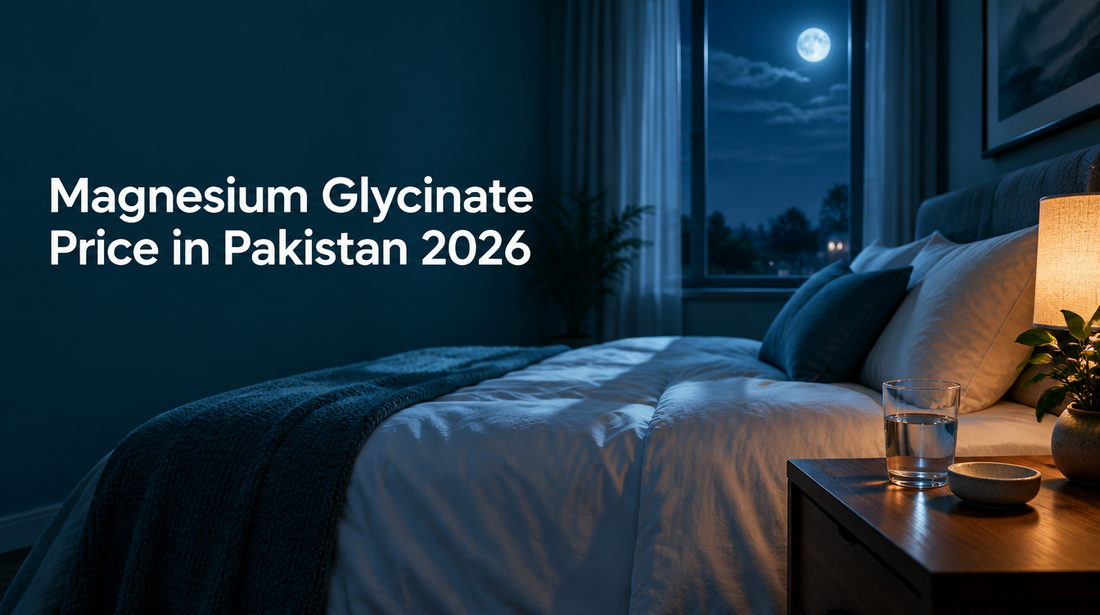 Magnesium glycinate price in Pakistan 2026 - calm night bedroom with moonlight