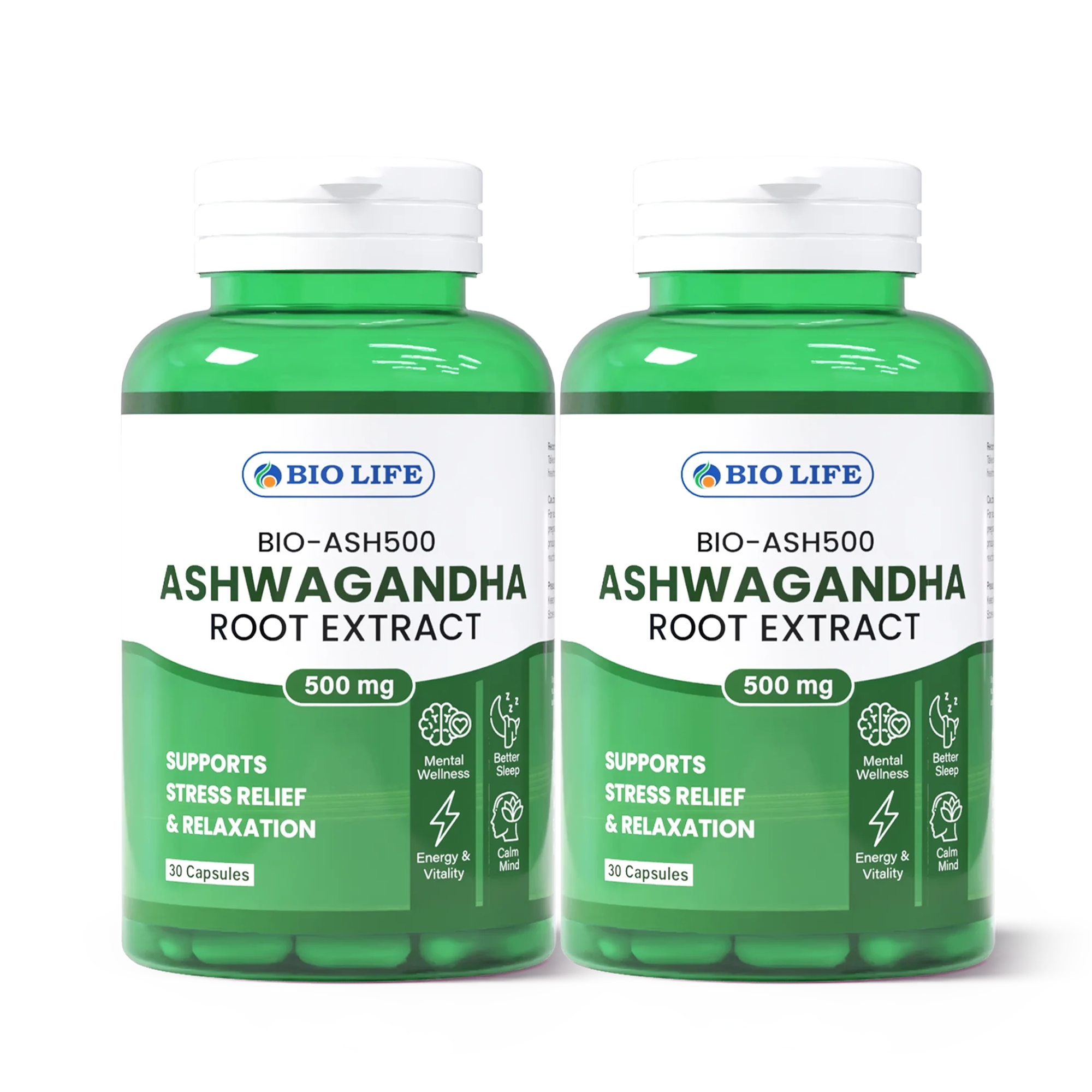 Biolife BIO-ASH500 Ashwagandha Root Extract 500mg | Stress Support Bio Life