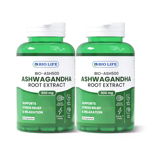 Biolife BIO-ASH500 Ashwagandha Root Extract 500mg | Stress Support Bio Life