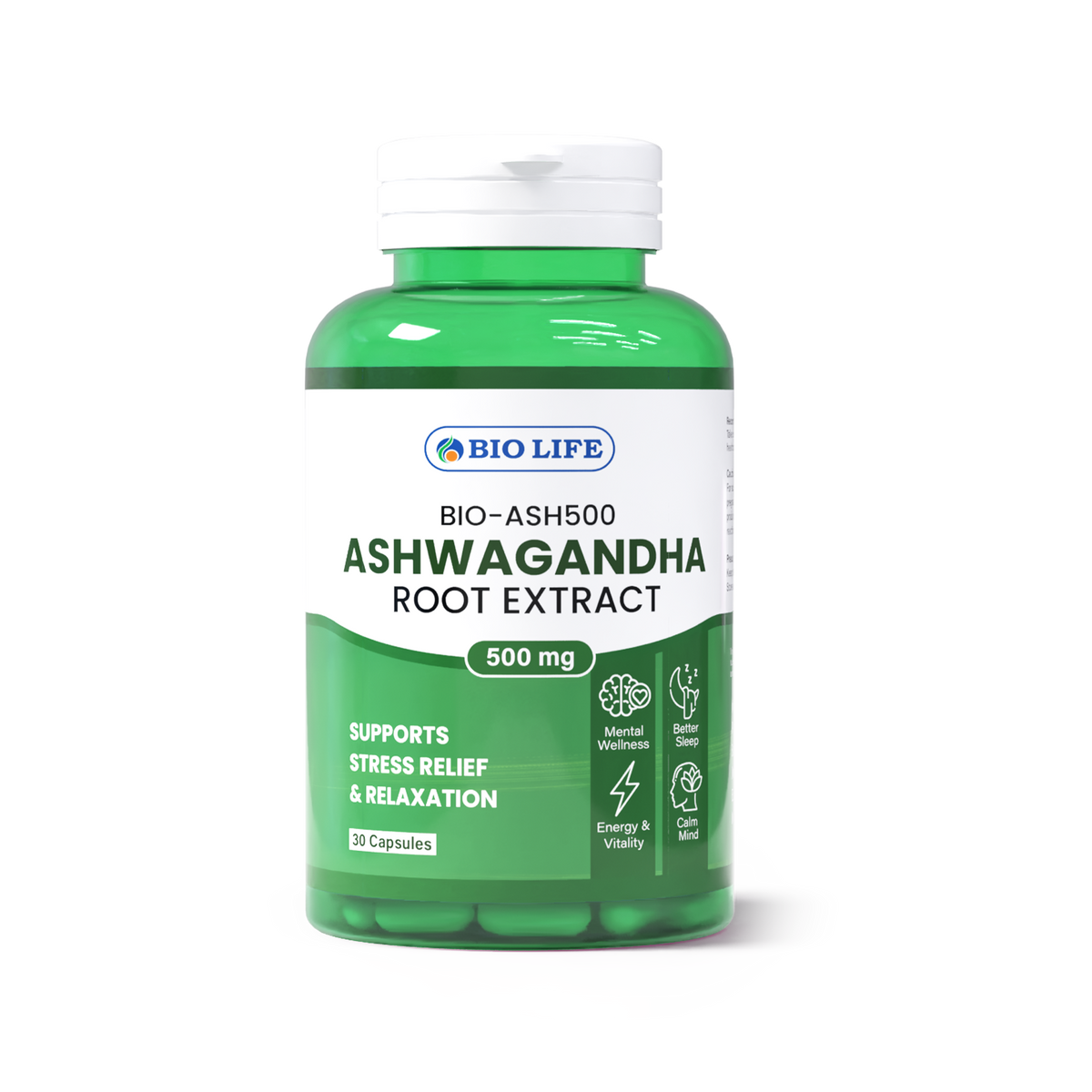 Biolife BIO-ASH500 Ashwagandha Root Extract 500mg | Stress Support
