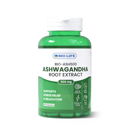 Biolife BIO-ASH500 Ashwagandha Root Extract 500mg | Stress Support