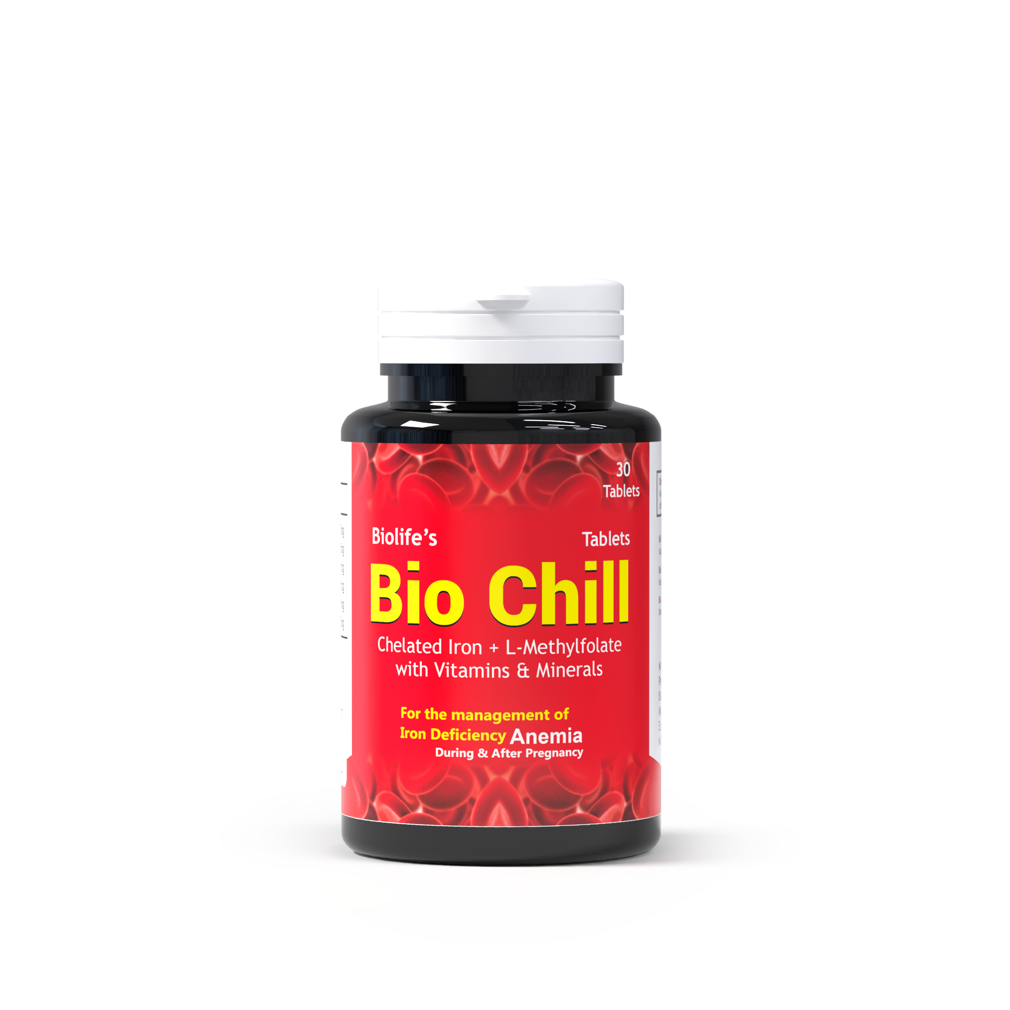 Iron Tablets for Pregnancy | Bio Chill Chelated Iron + L-Methylfolate by Biolife Bio Life