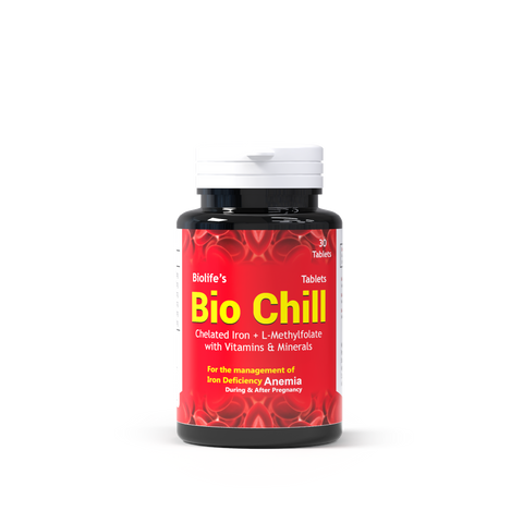 Iron Tablets for Pregnancy | Bio Chill Chelated Iron + L-Methylfolate by Biolife Bio Life