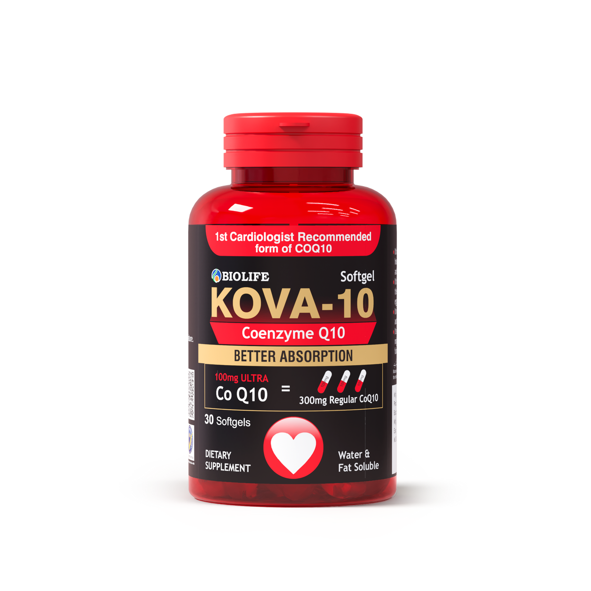 KOVA-10 CoQ10 Supplements – Coenzyme Q10 Softgels for Heart & Energy Bio Life