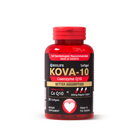 KOVA-10 CoQ10 Supplements – Coenzyme Q10 Softgels for Heart & Energy Bio Life