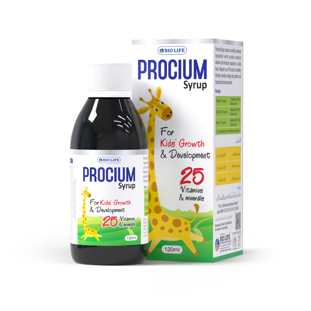 Procium Kids Multivitamin Syrup 120ml | 25 Vitamins & Minerals by Biolife Bio Life
