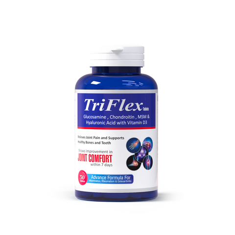 TriFlex Glucosamine Chondroitin MSM Tablets | Hyaluronic Acid + Vitamin D3 by Biolife Bio Life
