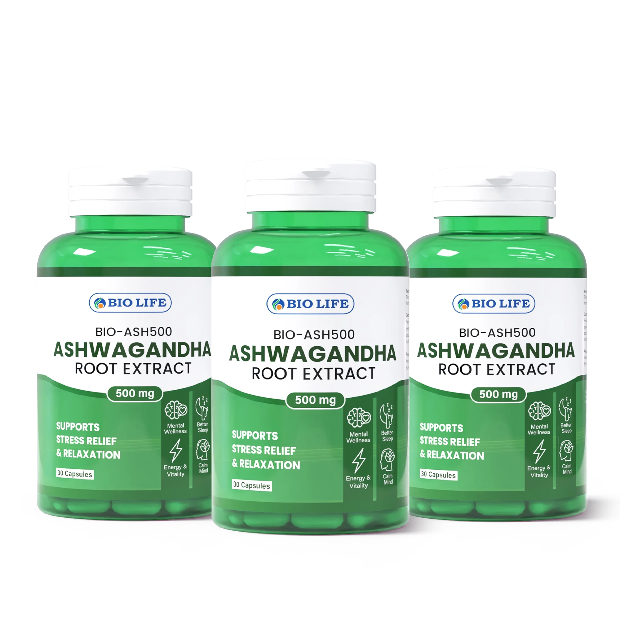 Biolife BIO-ASH500 Ashwagandha Root Extract 500mg | Stress Support Bio Life
