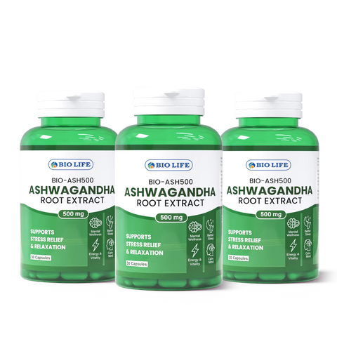 Biolife BIO-ASH500 Ashwagandha Root Extract 500mg | Stress Support Bio Life