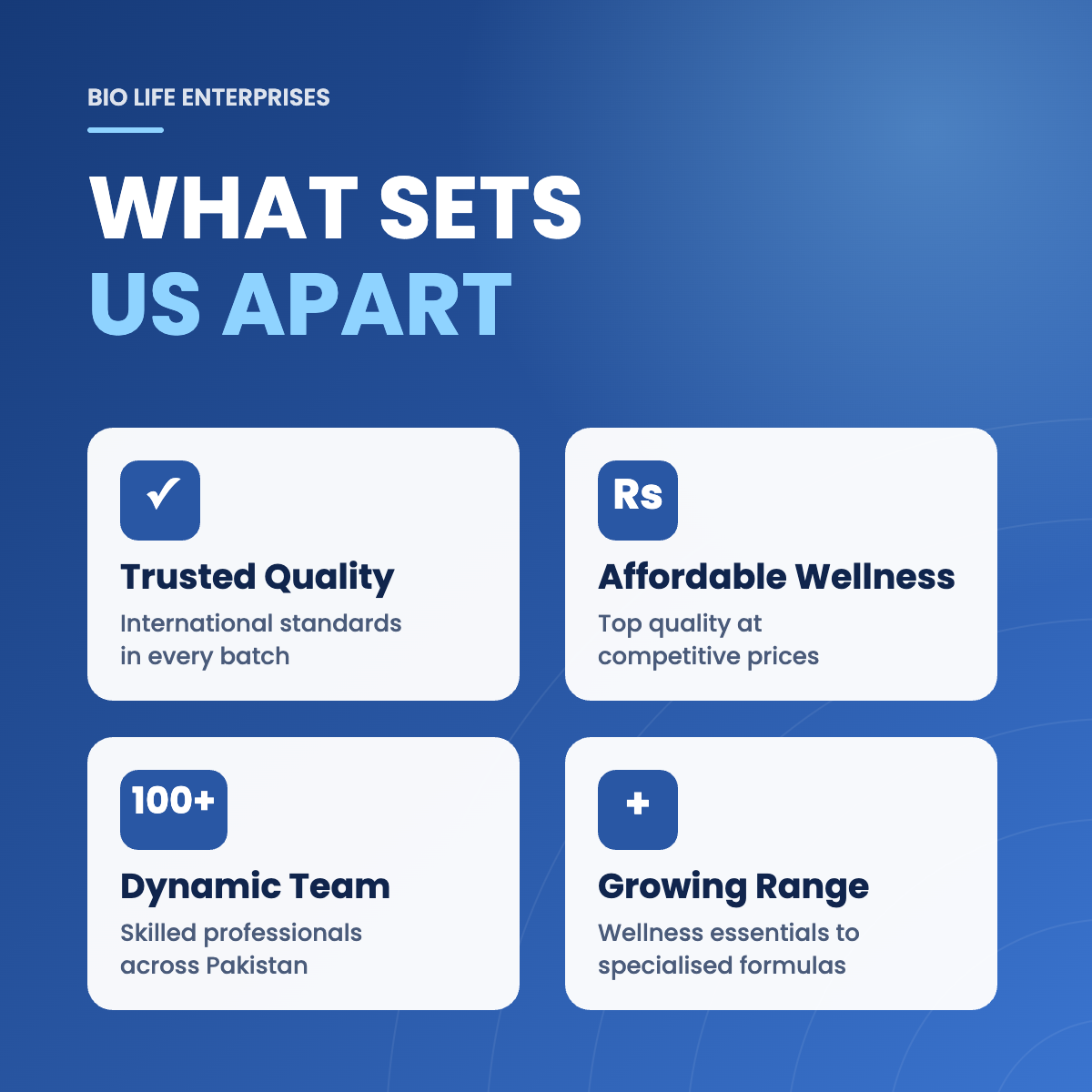 What sets Bio Life apart – trusted quality, affordable wellness, dynamic team, growing range