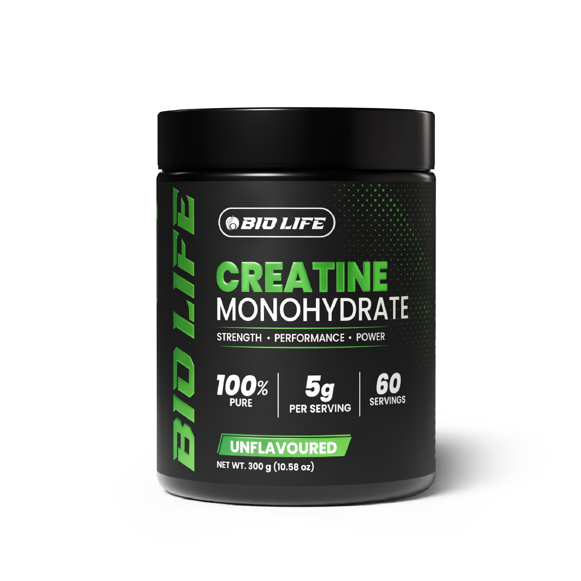 Biolife Creatine Monohydrate 300g tub – 100% pure unflavoured creatine powder, 5g per serving, 60 servings