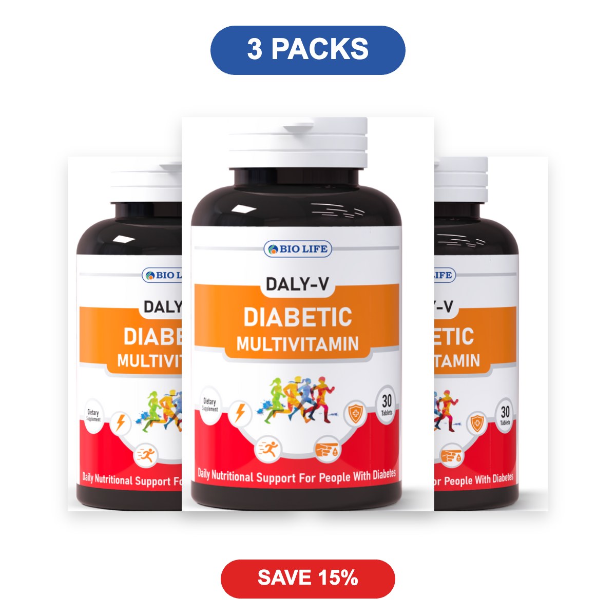 Biolife Daly-V Diabetic Multivitamin - 3 Packs