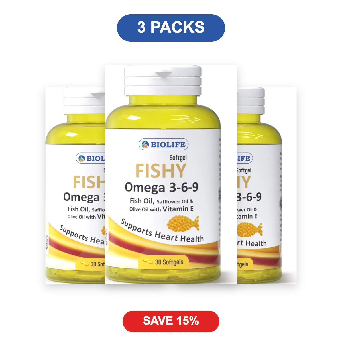 Omega 3-6-9 Fish Oil Softgels - 3 Packs