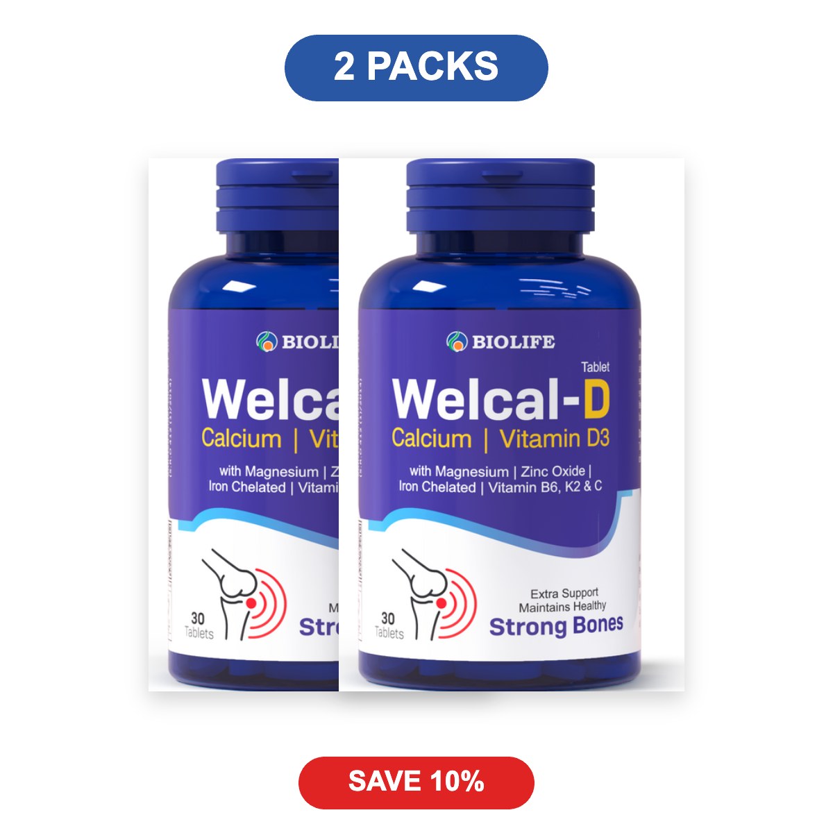 Welcal-D Calcium & Vitamin D3 Tablets - 2 Packs