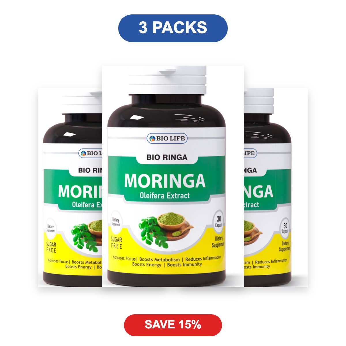 Moringa Capsules (Superfood Energy Booster) - 3 Packs