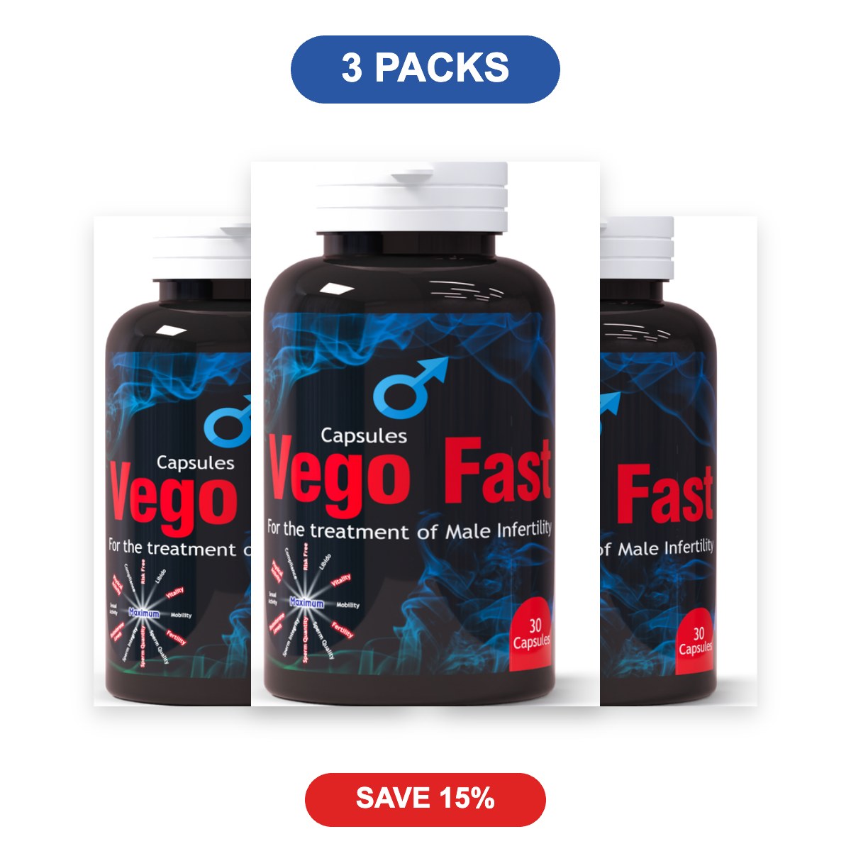Vego Fast Male Fertility Supplements - 3 Packs