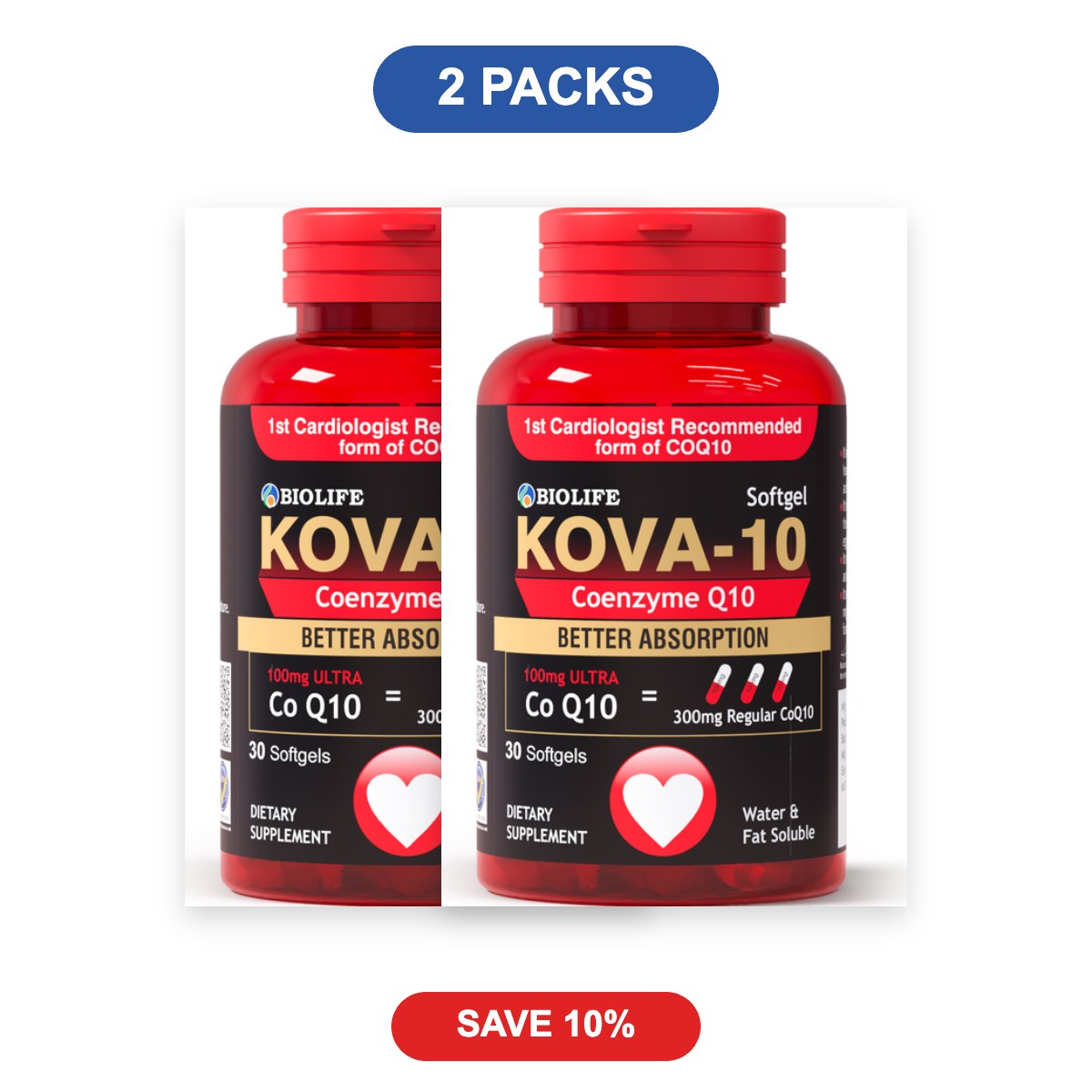 KOVA-10 CoQ10 Supplements - 2 Packs