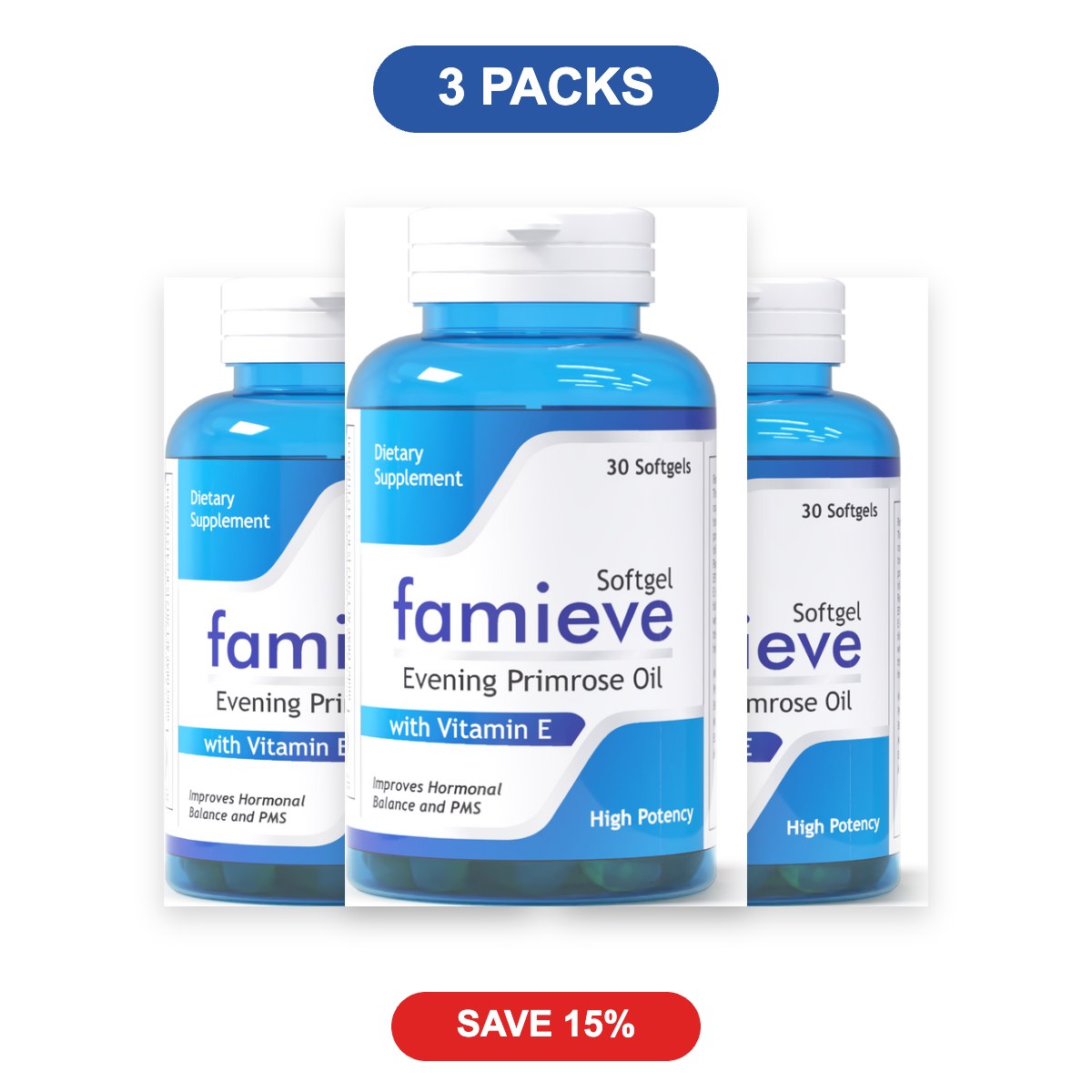 Famieve - Evening Primrose Oil for Skin & Hormones - 3 Packs