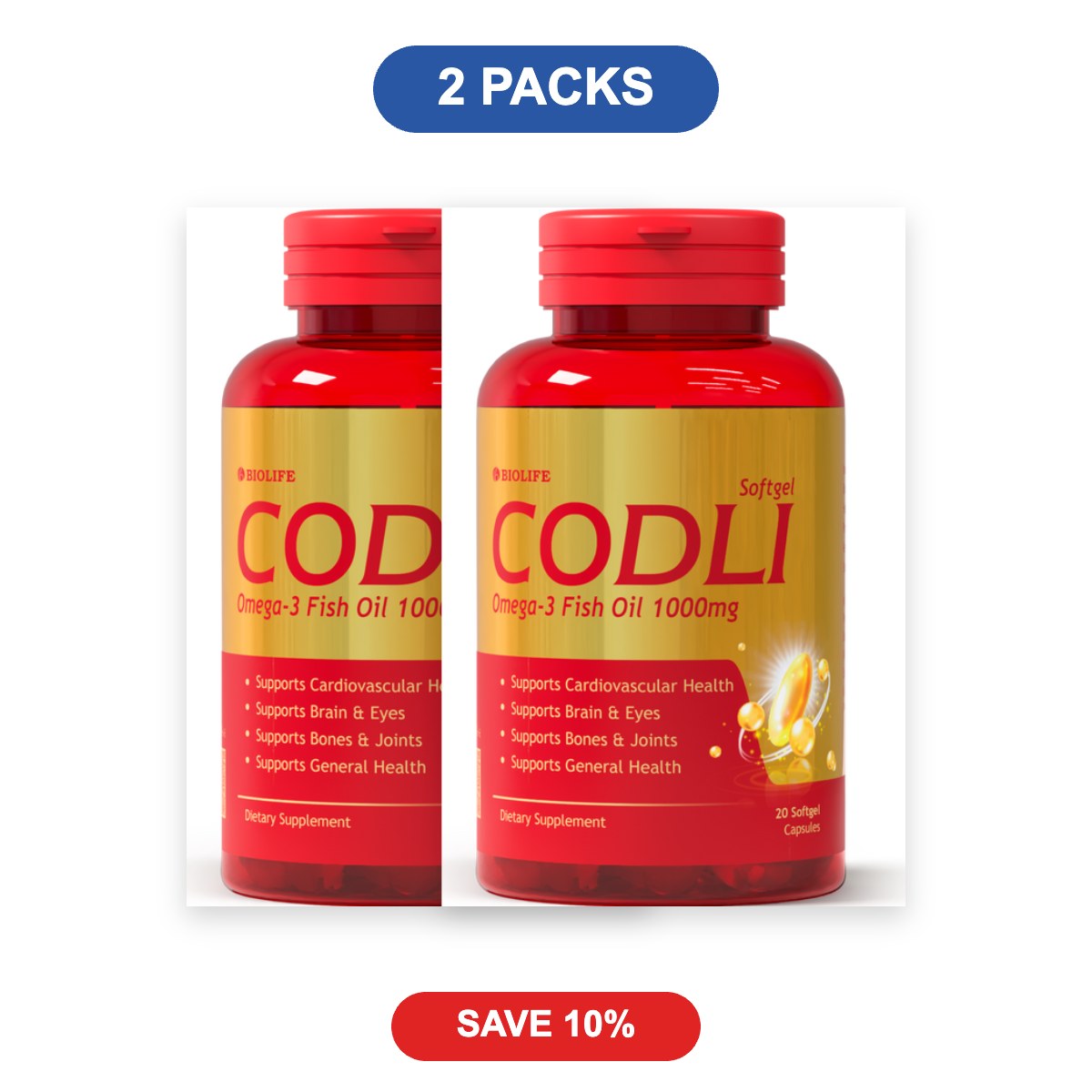 CODLI Omega 3 Fish Oil - 2 Packs