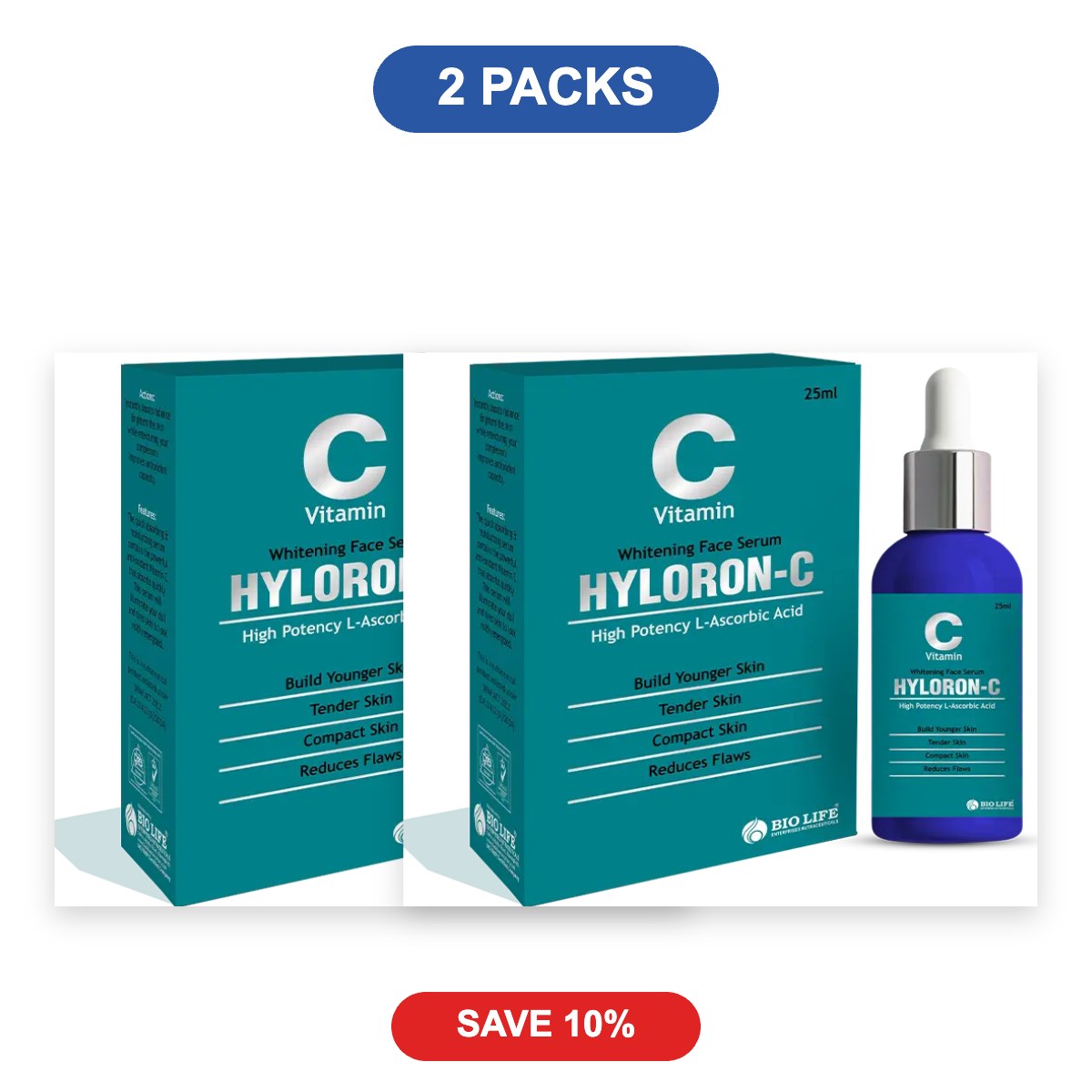 Hyloron-C Whitening Face Serum for Glowing Skin - 2 Packs