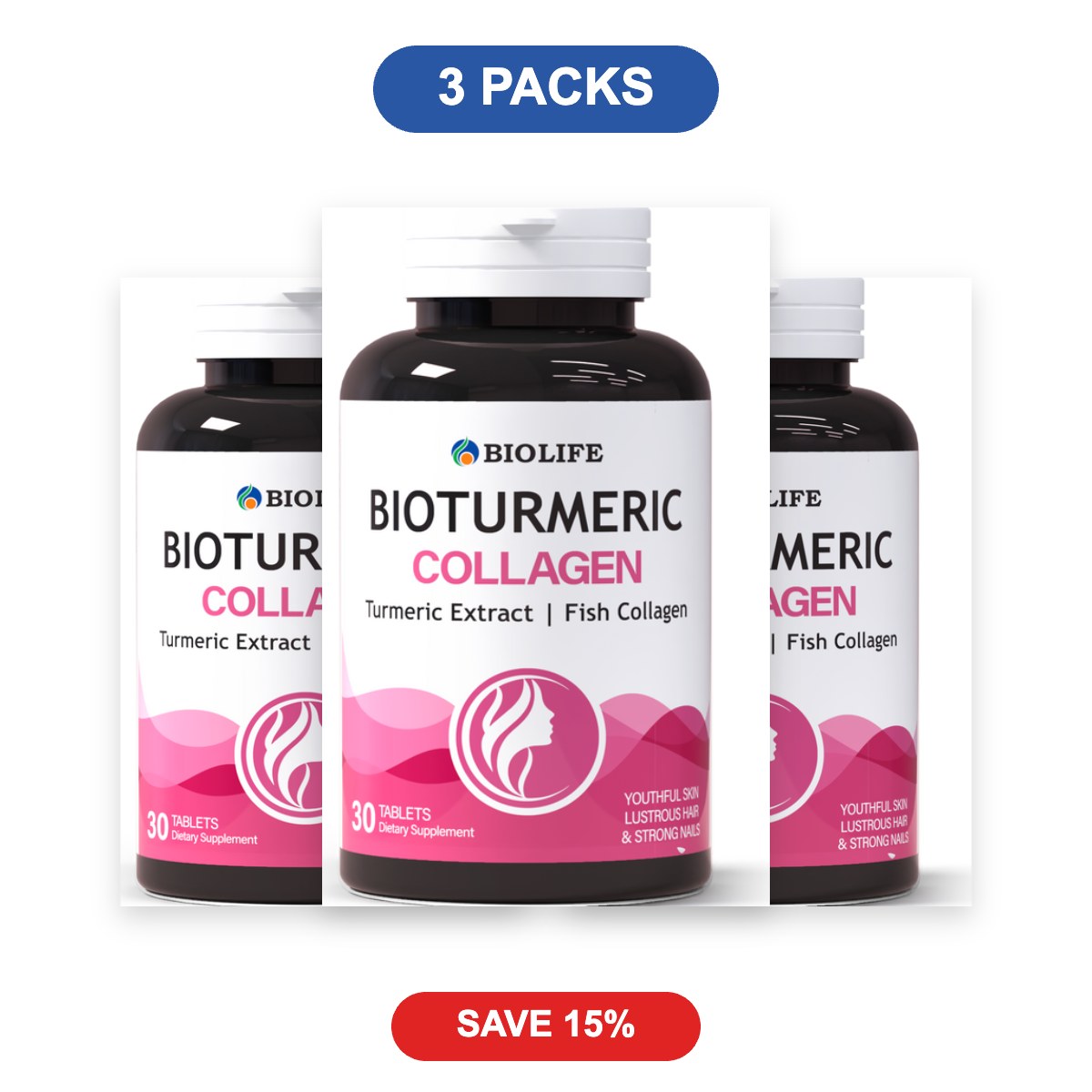 BioTurmeric Collagen Tablets - 3 Packs