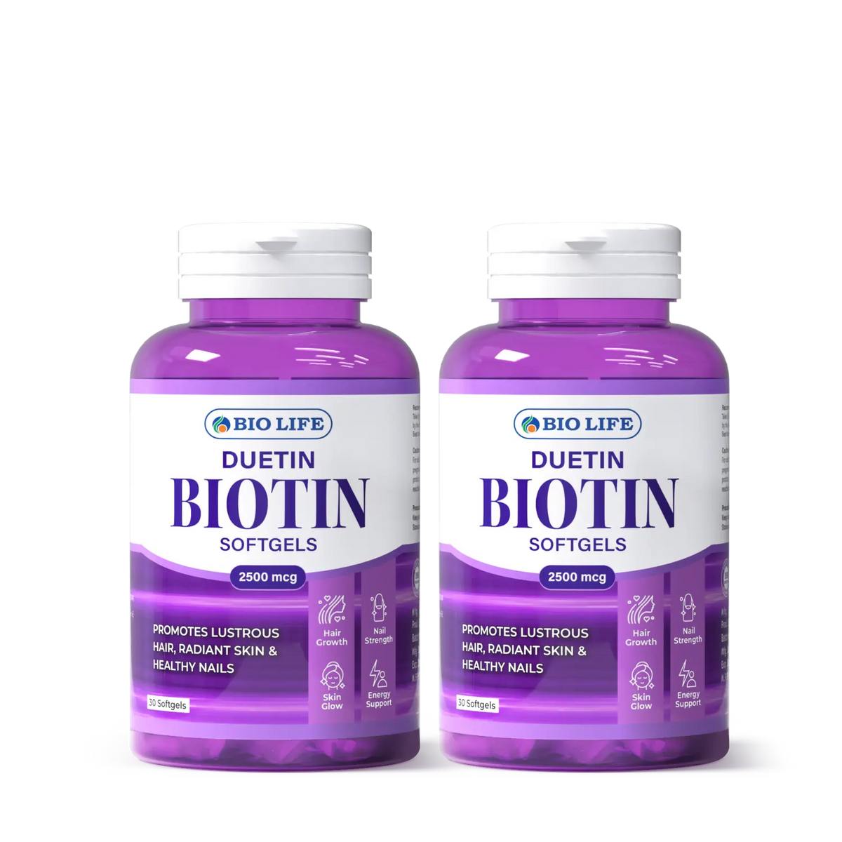 Biotin Vitamins for Hair & Skin – Duetin Softgels 2500 mcg Hair Growth Supplement Bio Life