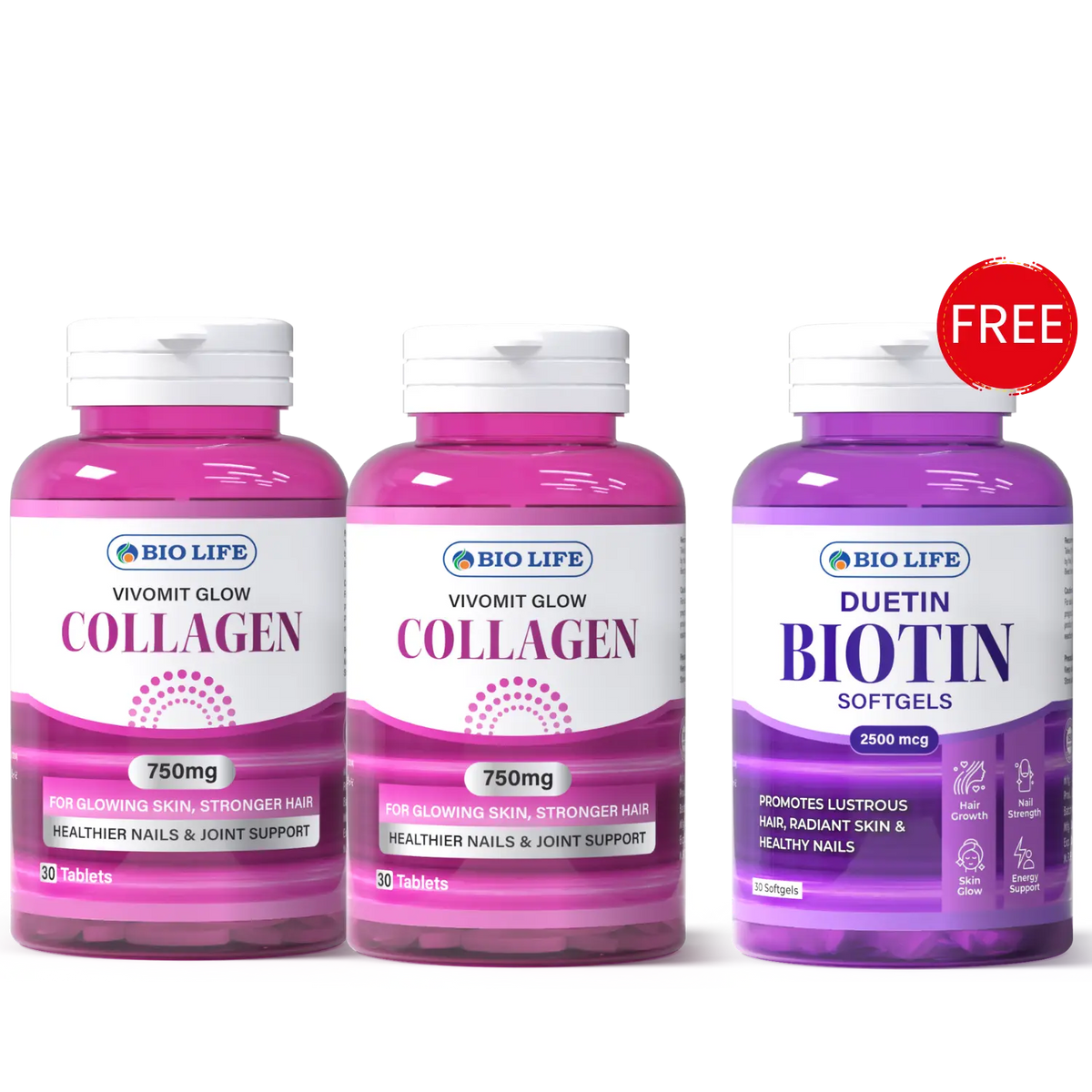 Biotin Vitamins for Hair & Skin – Duetin Softgels 2500 mcg Hair Growth Supplement Bio Life
